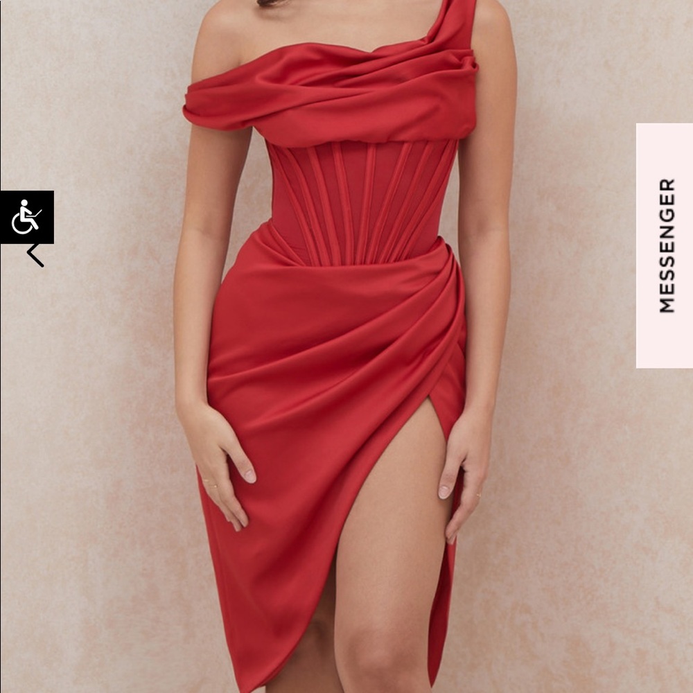 House of CB Lulu Red Asymmetric Dress